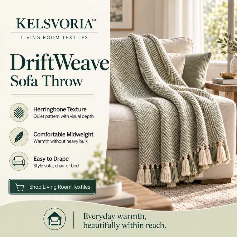 KELSVORIA™ DriftWeave Sofa Throw