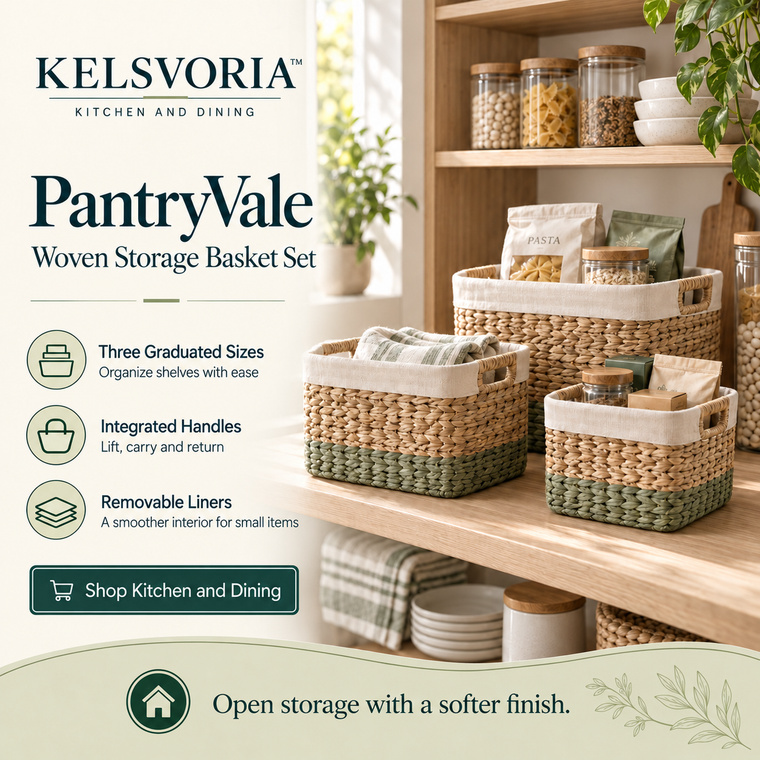 KELSVORIA™ PantryVale Woven Storage Basket Set