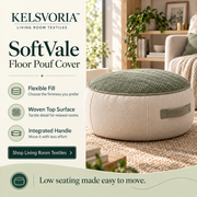 KELSVORIA™ SoftVale Floor Pouf Cover