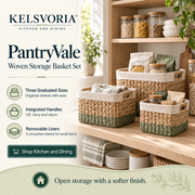 KELSVORIA™ PantryVale Woven Storage Basket Set