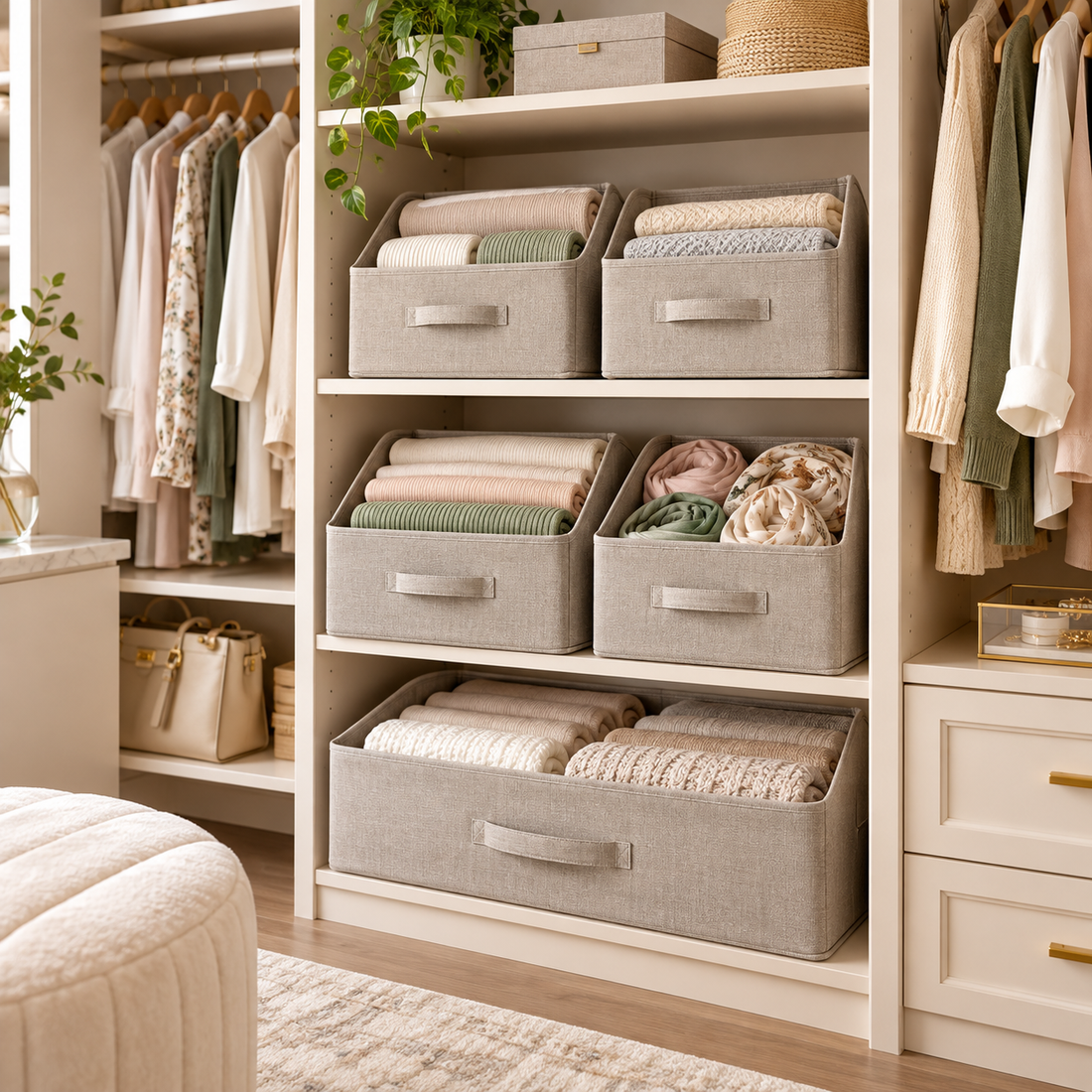KELSVORIA™ ClosetBloom Fabric Storage Box Set
