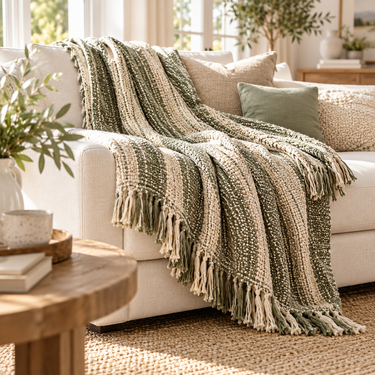 KELSVORIA™ DriftWeave Sofa Throw