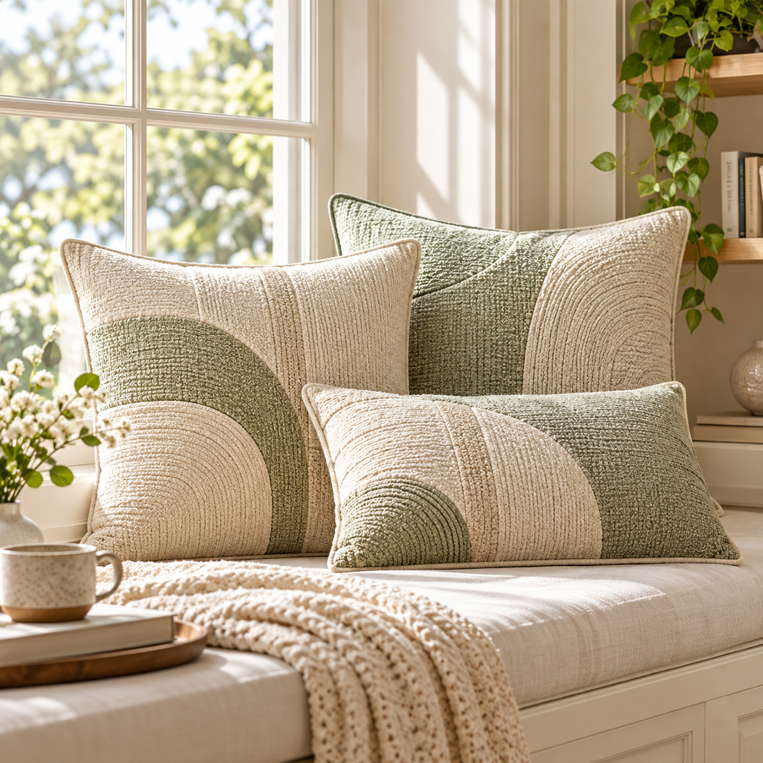 KELSVORIA™ HavenArc Textured Cushion Cover Set