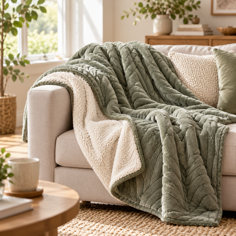 KELSVORIA™ MoonFold Reversible Throw Blanket