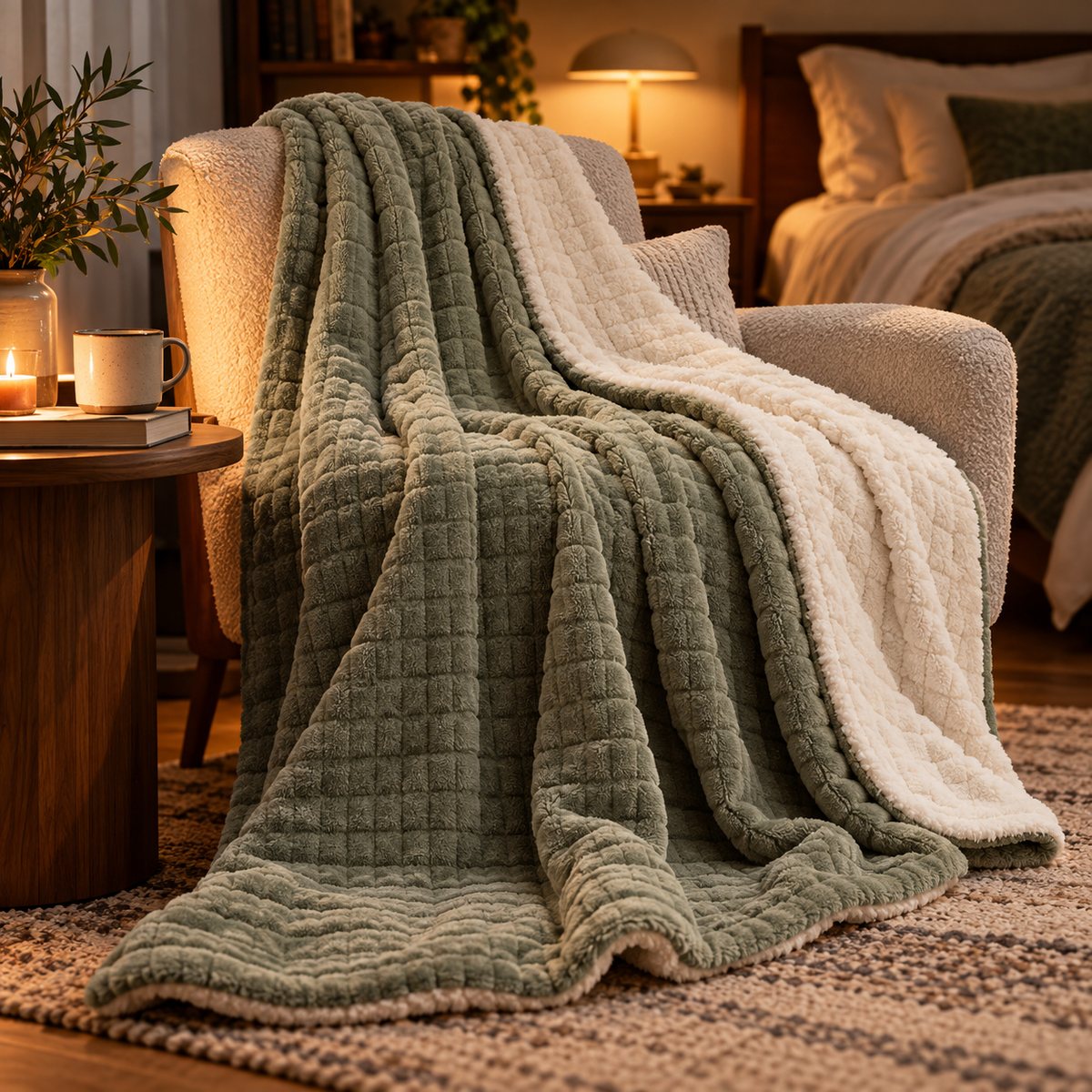 KELSVORIA™ MoonFold Reversible Throw Blanket