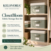 KELSVORIA™ ClosetBloom Fabric Storage Box Set